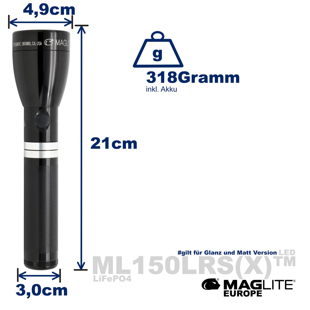 ML150LRS(X)™ LED mit Akku - Maglite EU (Test)