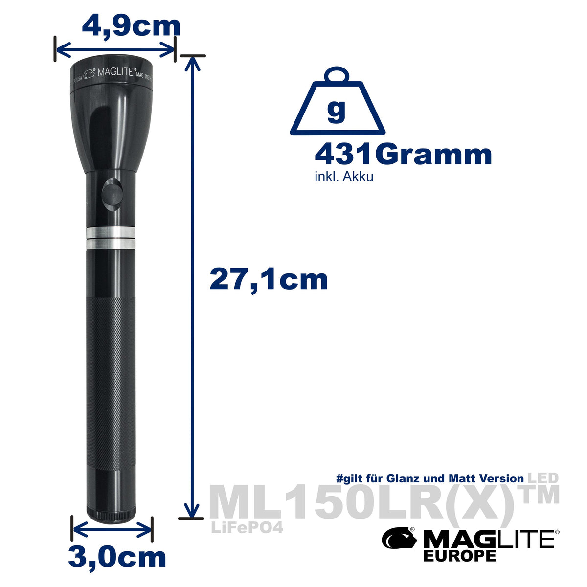 ML150LR(X)™ LED mit Akku - Maglite EU (Test)